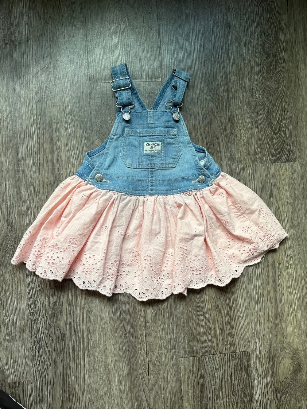 OshKosh B’gosh Denim Overalls with Pink Skirt | Toddler